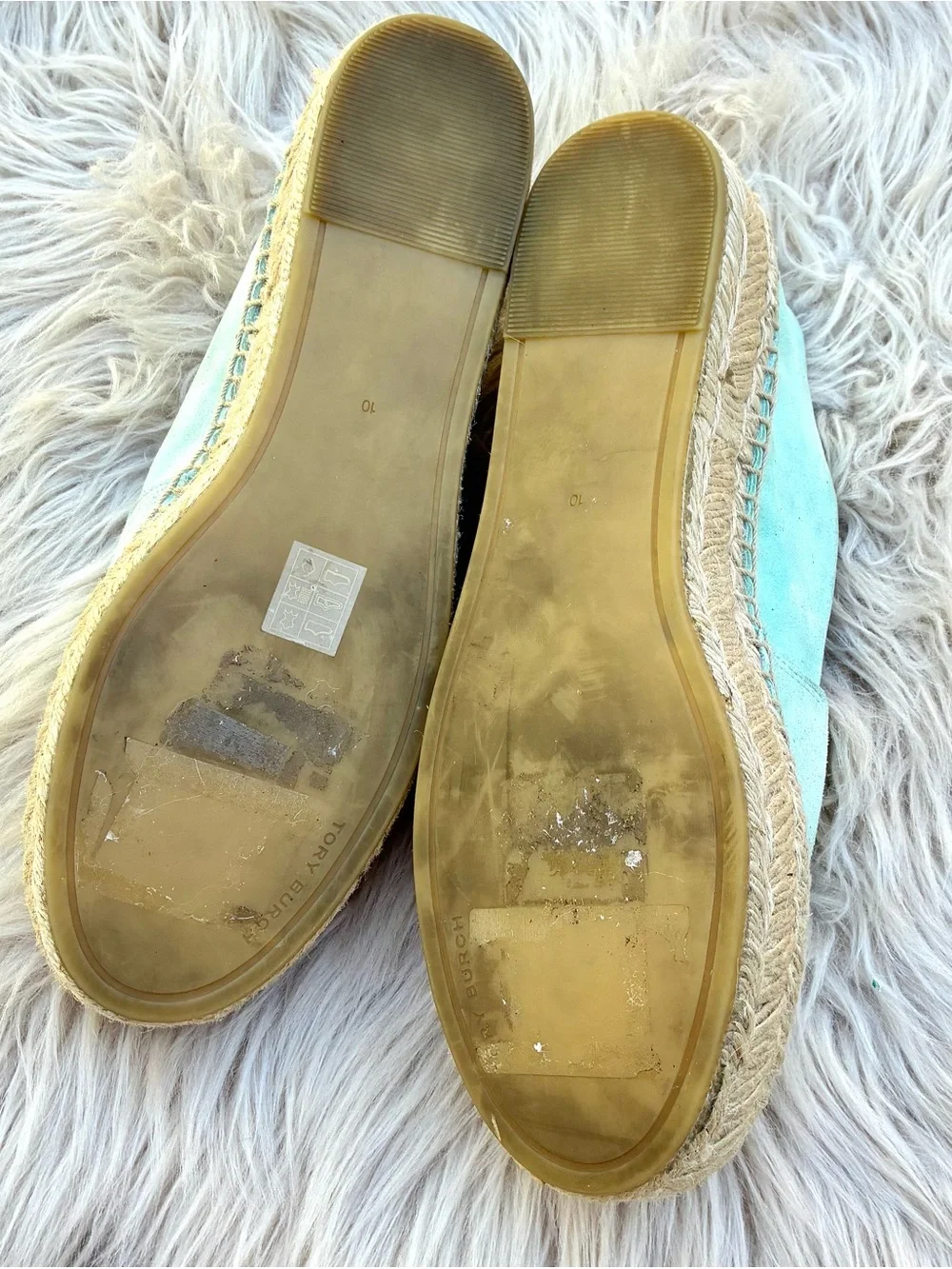 Tory Burch Inez Platform Teal Espadrilles Sz 10